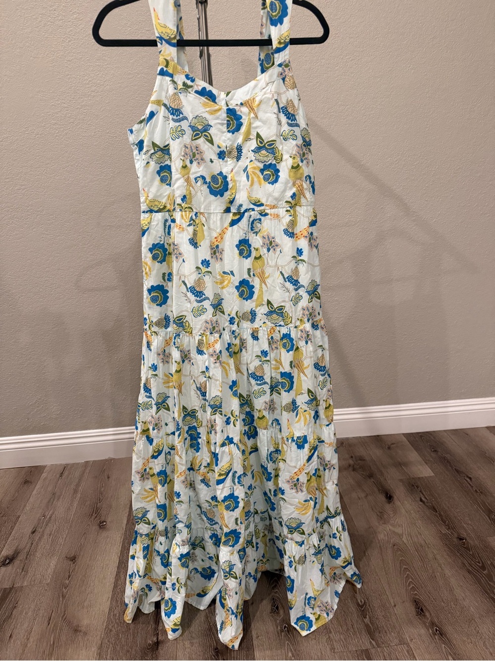 Beau & Ro Floral Blue & Yellow Tiered Maxi Dress